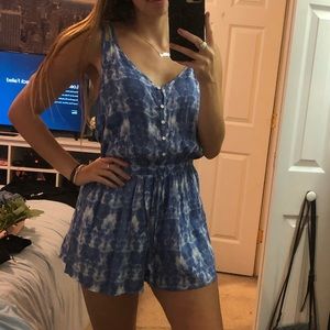 Blue & White Tie-Dye Romper